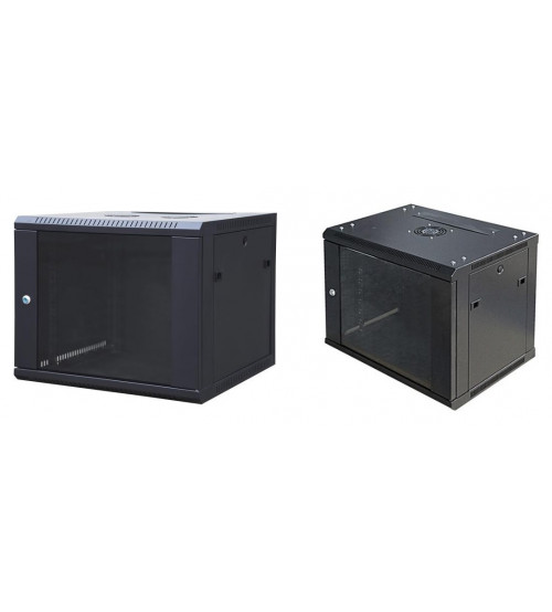 BNET Wall Cabinet 9U 600x600 with 1 Fan, 1 Fixed Shelf, Black 9005